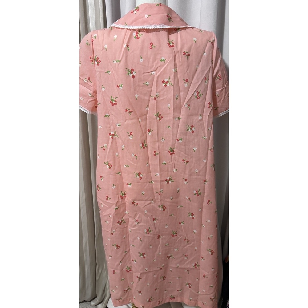 VTG Pink cotton house dress, pocket, snap front Small.‎ - Picture 3 of 6